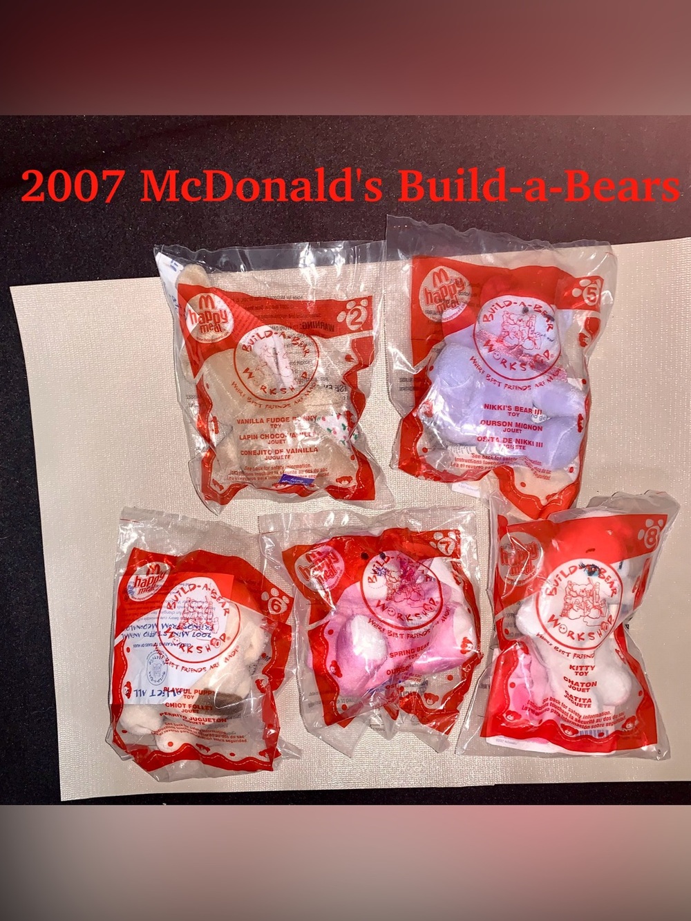 2007 McDonald’s Build-A-Bear Workshop Happy Meal Plush Lot (5)